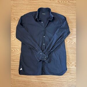 Tom Ford Men's Navy Blue Cotton Button Down Shirt Size 43/17